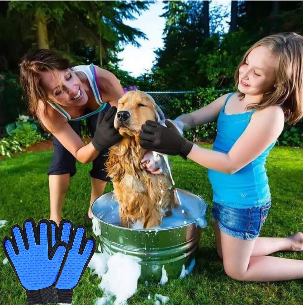 Dog Washing Gloves,1 Pair Efficient Pet Hair Remover,Pet Brush Glove Dog Brush Glove,Furniture Pet Hair Remover,Pet Massage Glove for Dogs,Cats,Rabbits,Horses with Long - Image 3