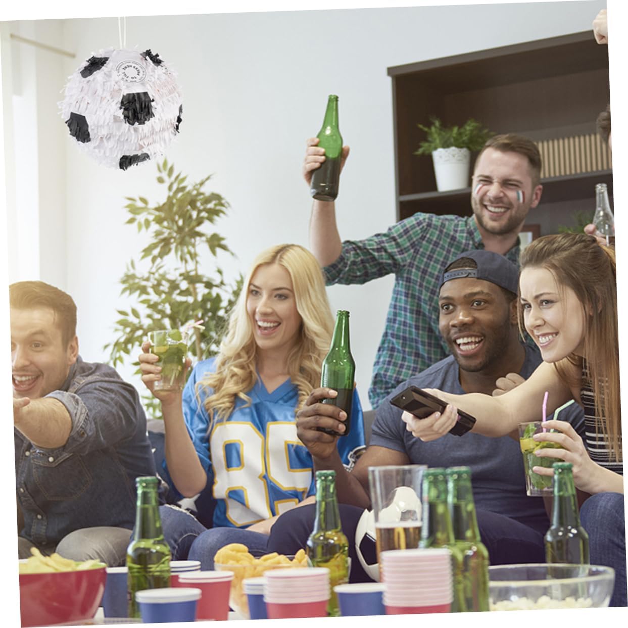 SUPVOX 2Pcs Soccer Ball Pinata with Stick for Football Theme Birthday Decorations Design for Sports Party Fun