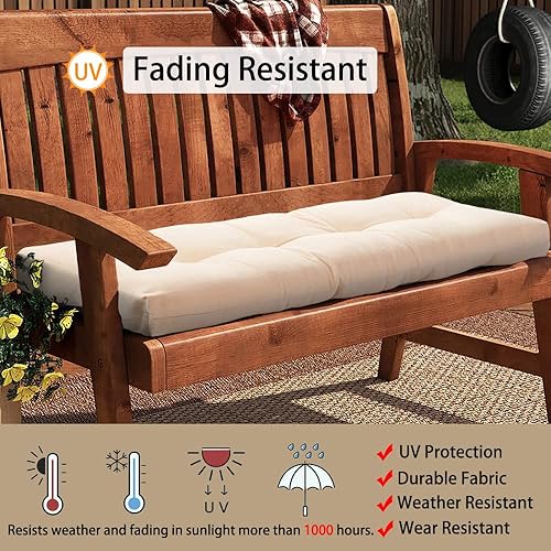 Miniatura 2 de MAGPIE FABRICS Cojín de banco de patio de 42 x 18 pulgadas, antideslizante, resistente al agua, para interiores y exteriores, cojín de asiento