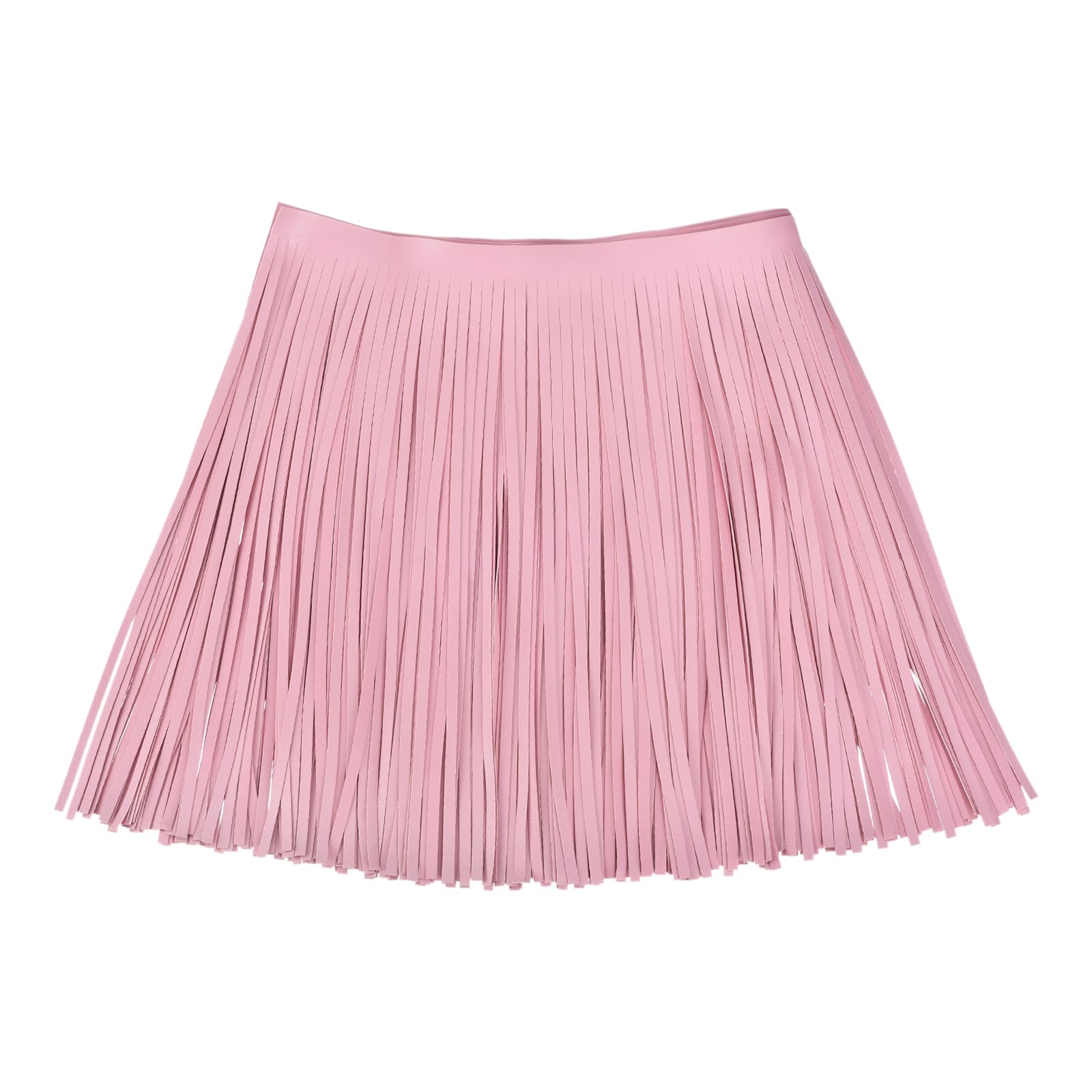 sourcing map 1 Yard 12 Inch PU Faux Leather Fringe Trim Double Side Leather Sewing Tassel Fringe for DIY Sewing Dress Crafts Skirt Decoration, Pink