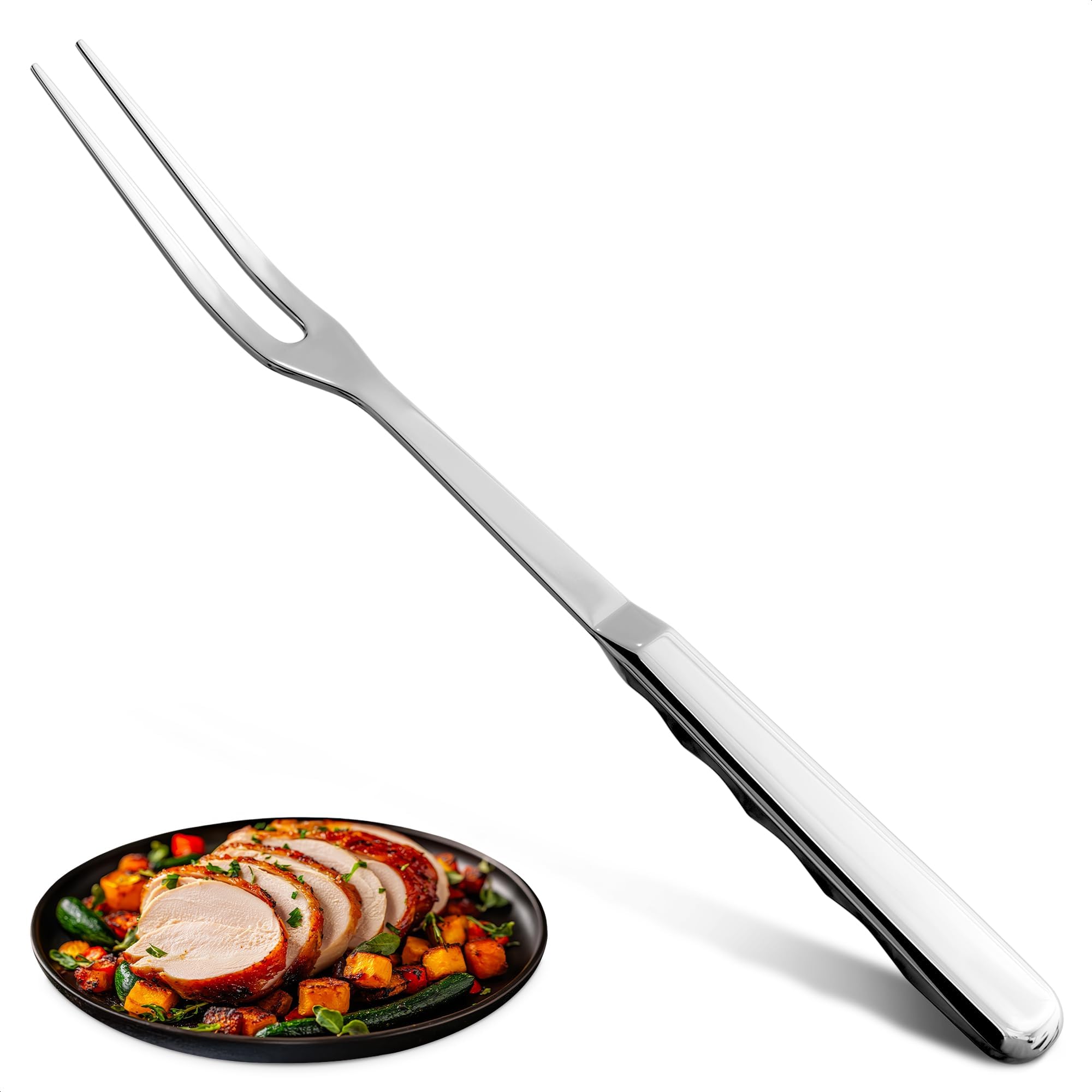 Meat Fork Carving Tool – 11" Stainless Steel Carving Fork for Meat, Ergonomic Two-Prong Utensil with Solid Metal Handle, Dishwasher Safe Construction – Heat-Resistant for Grilling, Turning & Serving
