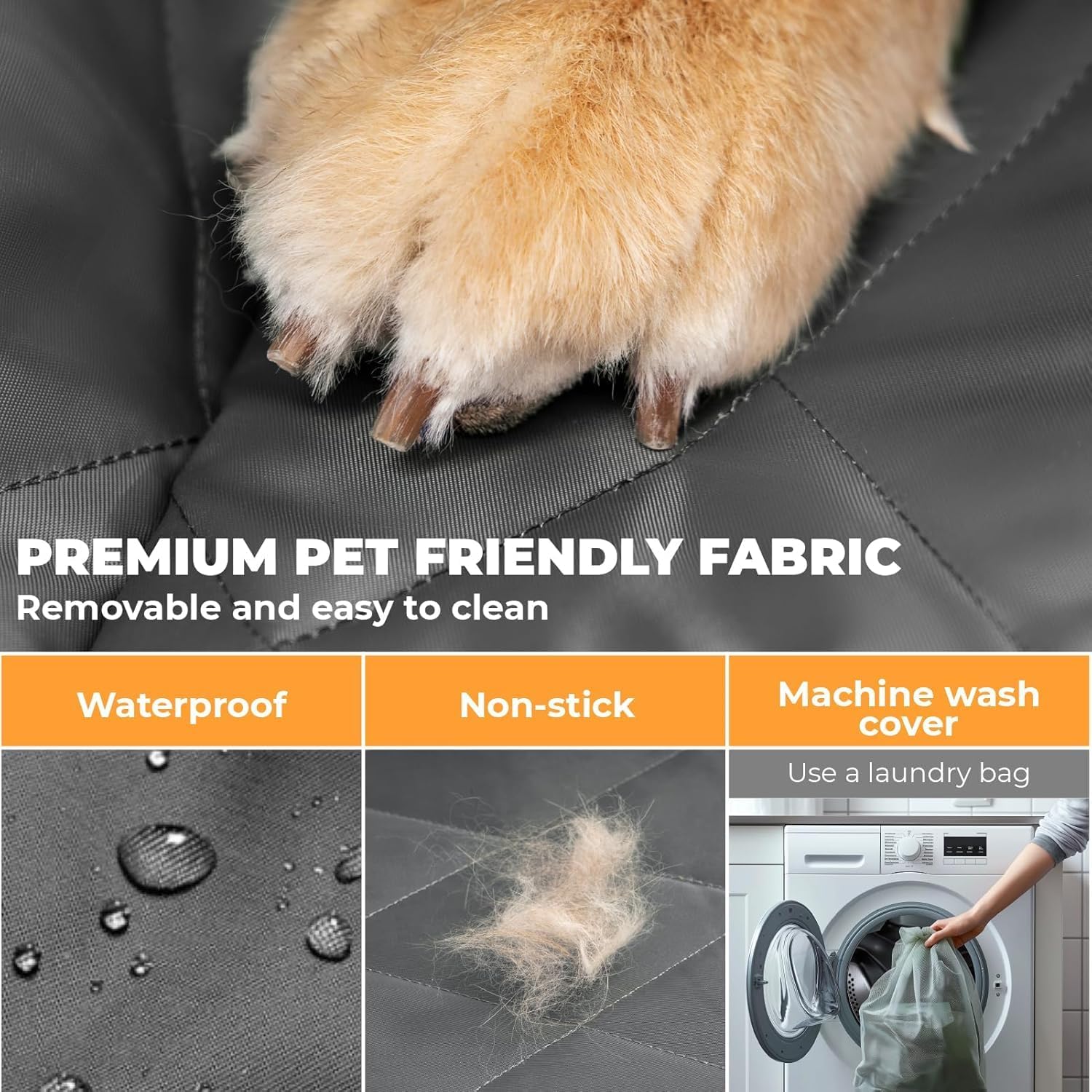FUNNY FUZZY Dog Car Seat Cover, Back Seat Extender for Dogs - 420Lb Hard Bottom Waterproof Pet Car Seat Cover, 600D Heavy Duty Pet Hammock with Non-Slip Bottom for Cars, SUV, Trucks