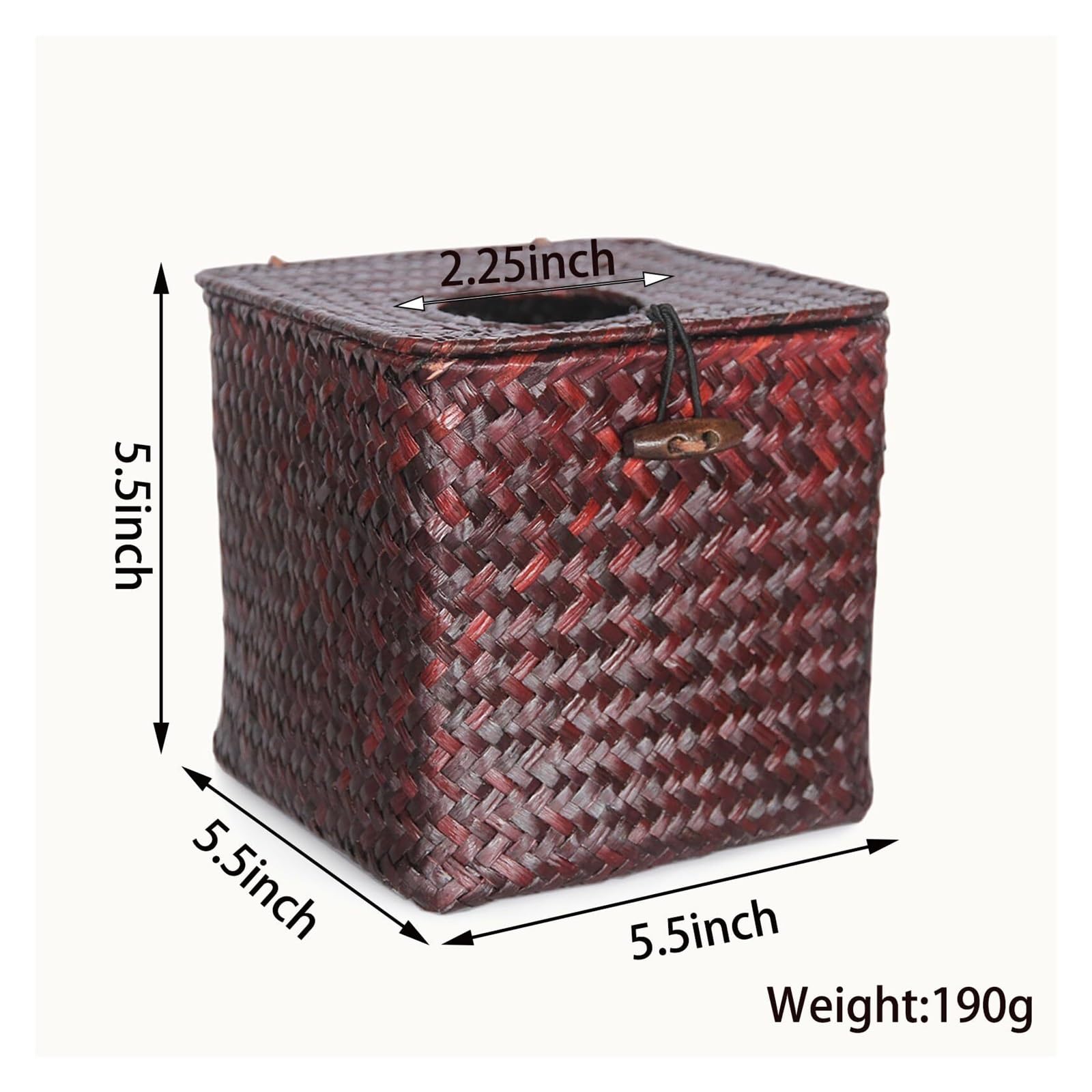 Kosmetiktuch-Spenderbox Taschentuchbox, quadratischer Halter gewebter, dekorativer Bezug, Würfeletui Must-Haves für die Wohnung(Red Brown)
