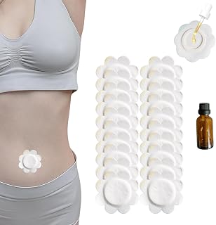 Castor Oil Pack Wrap for Belly Button, Organic Cotton Castor Oil Patches Self-Adhesive Disposable Pads, Spunlace Cloth Cover with Anti-Leakage Design, Portable Compress Patch Kit 100pcs (Flower)