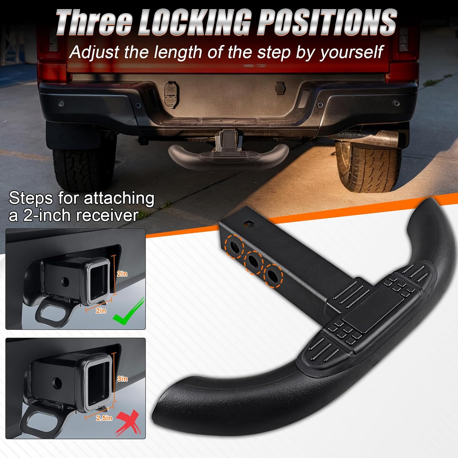 Hitch Step for 2 Inch Hitch Receiver Towing Bar Bumper Step Rear End Guard Protector Universal Fit for Truck, SUV, Pickup, Trailer, Hitch Bumper Guard with 350 LBS Load Capacity