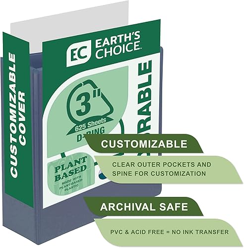 Vista 98 de Samsill - Carpeta de anillos redondos de 3 pulgadas, respetuosa con el medio ambiente, con certificado USDA Biobased, colección de moda, paquete