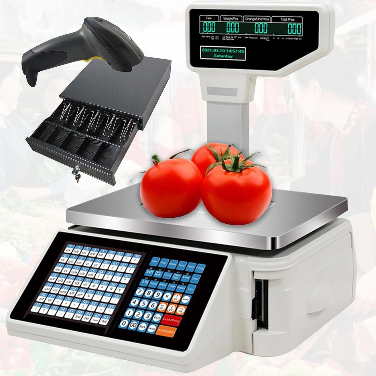 JKJZSALJ Digital Scale With Double Screen Display For Accurate Pricing And Label Printing In Supermarkets