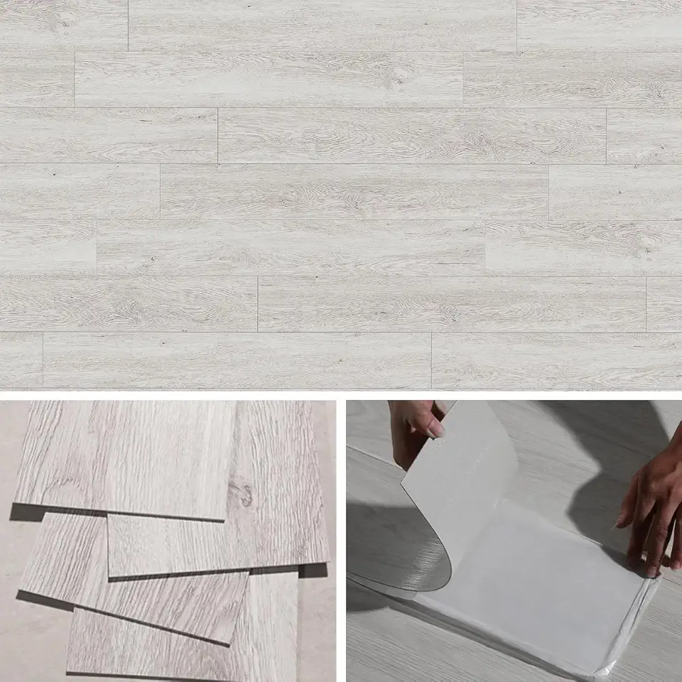 Piso Vinílico Auto Adesivo Régua Madeira Manta Caixa 5m² Cinza Claro Brinovar