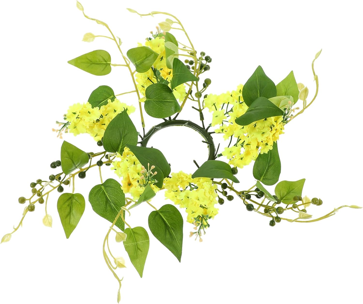 Artificial Hyacinth Candle Ring Floral Wreath for Wedding Birthday Valentine S Day Table Decoration Rustic Yellow Faux Flower Candleholder Lightweight and Home Party Centerpiece
