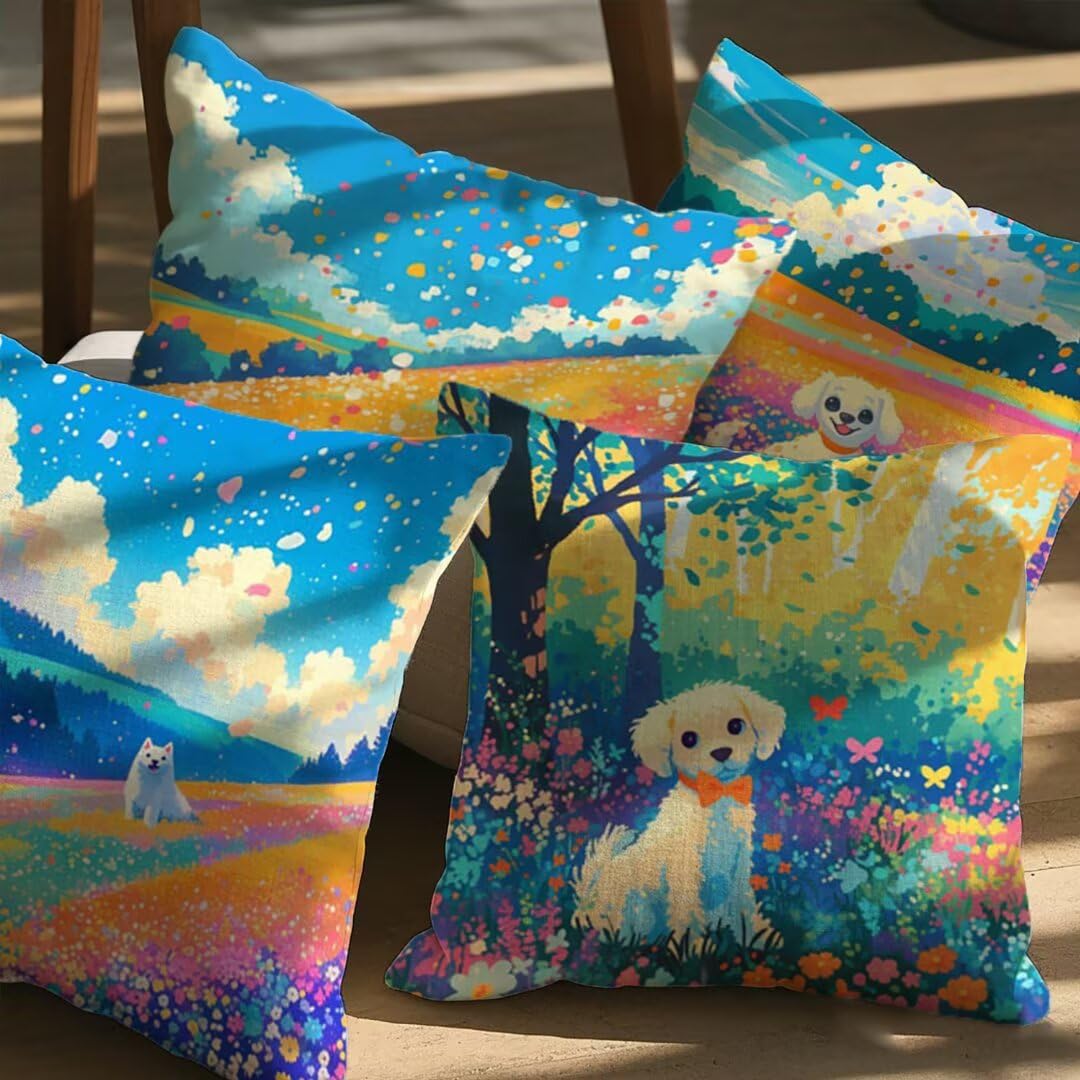 Fundas Cojines 80x80 cm Exterior Cojines Rural Fundas de Almohada Juego de 4,Cuadrados Funda Cojin Cachorro Almohadas con Cremallera,Sofa Cama Decorativos para Hogar,Jardín,Salón y Dormitorio Ym517