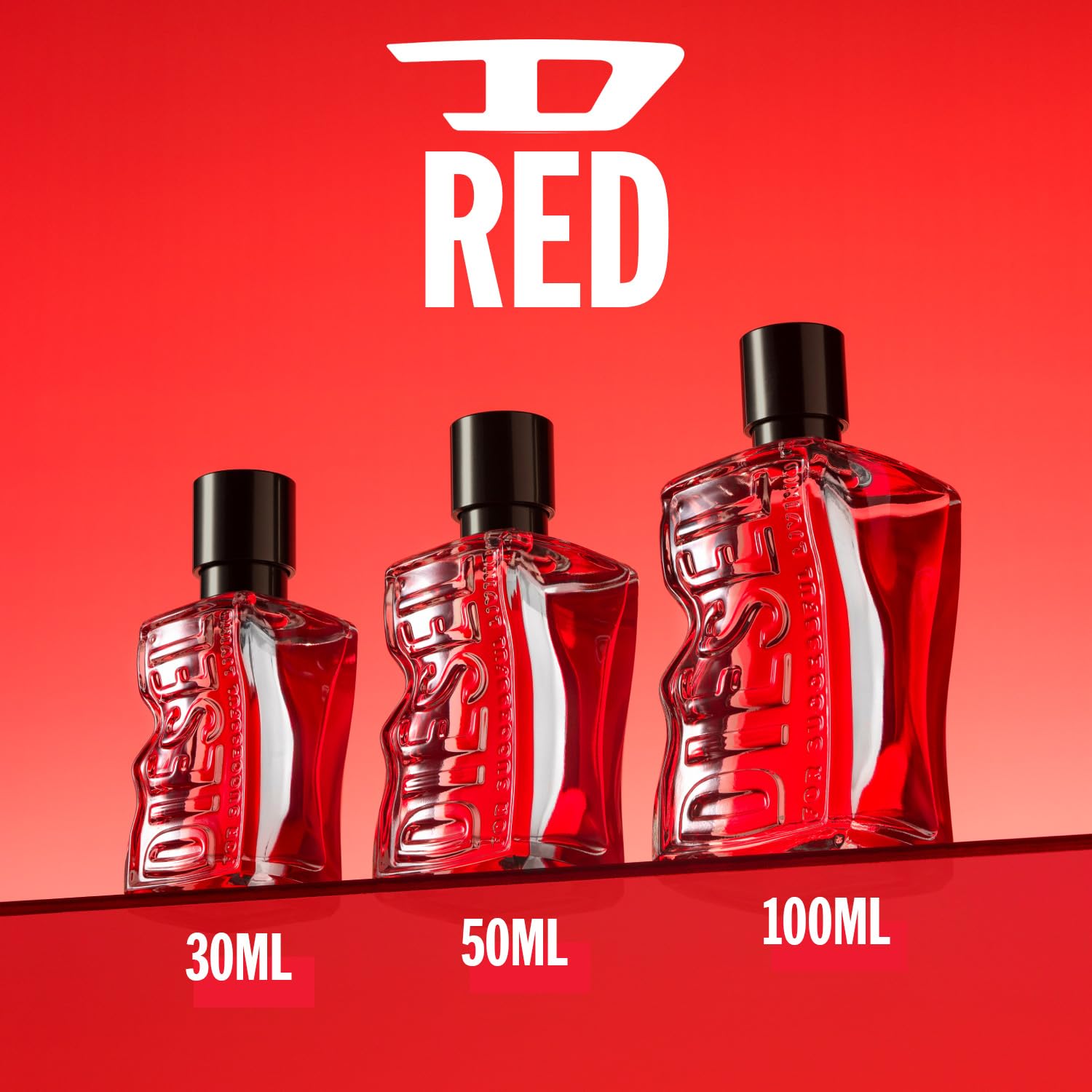 Diesel - D Red - Coffret Cadeau Eau de Parfum - Fragrance Fougère Aromatique pour Homme - Frais et Sensuel - Pamplemousse, Lavande de Provence & Bois de Santal - Tenue Longue Durée - 50 ml & 10 ml