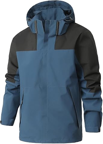 AEGJEGVD Waterproof Jackets Men Clearance Solid Full Zip Long Sleeve Detachable Hatwater Hooded Coats Outdoor Sunscreen Windproof Softshell Jackets Fall Winter Comforty Warm Oversized Coats L-5XL