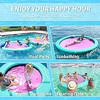 Vista 5 de Hamaca inflable de agua, muelle flotante, anillo flotante redondo, hamaca flotante inflable para lago, barco, piscina, océano, hamaca flotante Verde