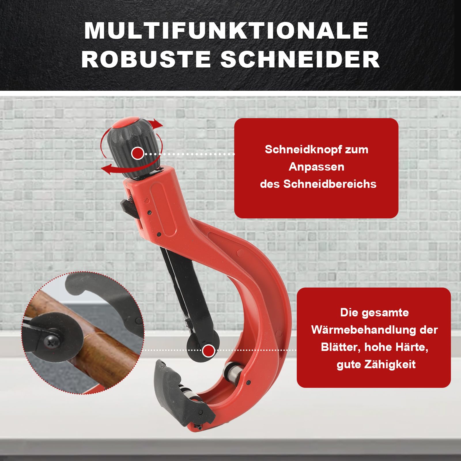 Rohrschneider Set, 50-127 mm Multifunktionale Rohrschneidemaschine | Vielseitiger Rohrabschneider für Kupfer, Aluminium, Edelstahl und Kunststoff, Aluminiumlegierung Verbundrohr