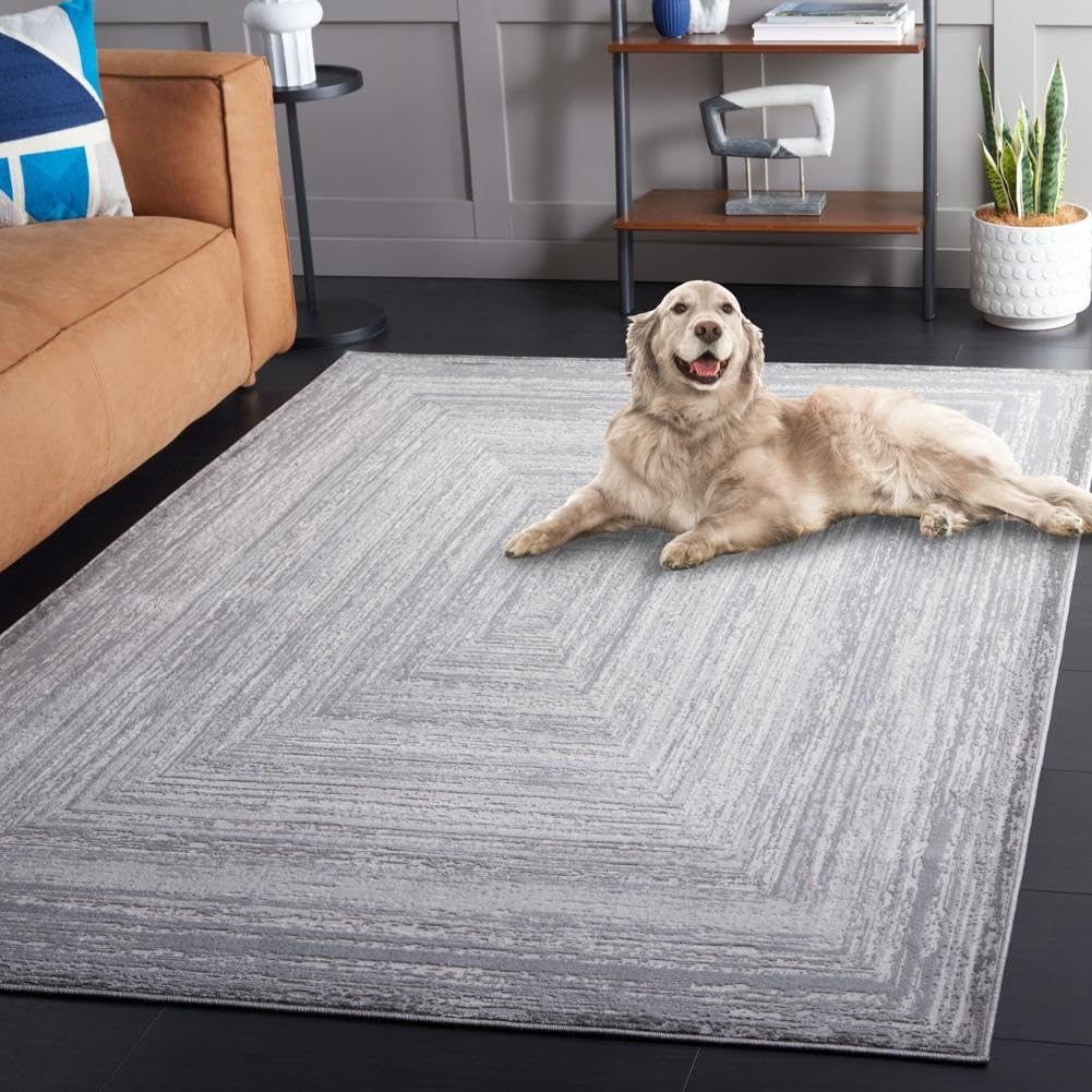 SAFAVIEH Saylor 100 Collection Runner Rug - 8' Runner, Grey & Ivory, Transitional Design, Stain Resistant, Ideal for High Traffic Areas in Hallway, Bathroom & Kitchen (SAY105F-28)