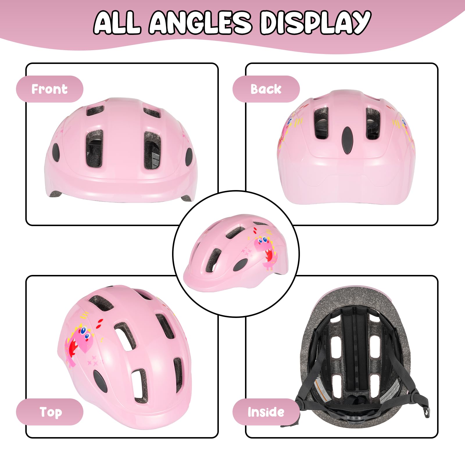 Favoto Casco Bici per Bambini - Leggero Regolabile Traspirante Casco Protettivo Antiurto per Bicicletta Monopattino Skateboard e Roller con Ventilazione e Fodera Lavabile, Certificato CE