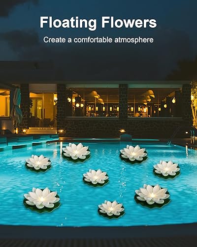 Miniatura 8 de Loguide - Flor de loto impermeable con luz LED a la moda de luciérnagas, única, cambia el color de la flor, lámpara de noche de jardín de la casa,