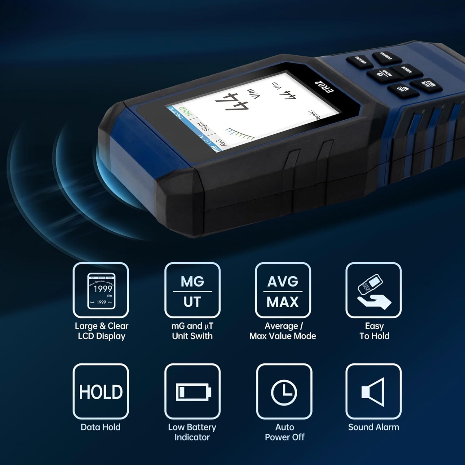 EMF Meter Electromagnetic Field Radiation Detector Radio Frequency Field Tester Rechargeable Portable Counter Emission Dosimeter