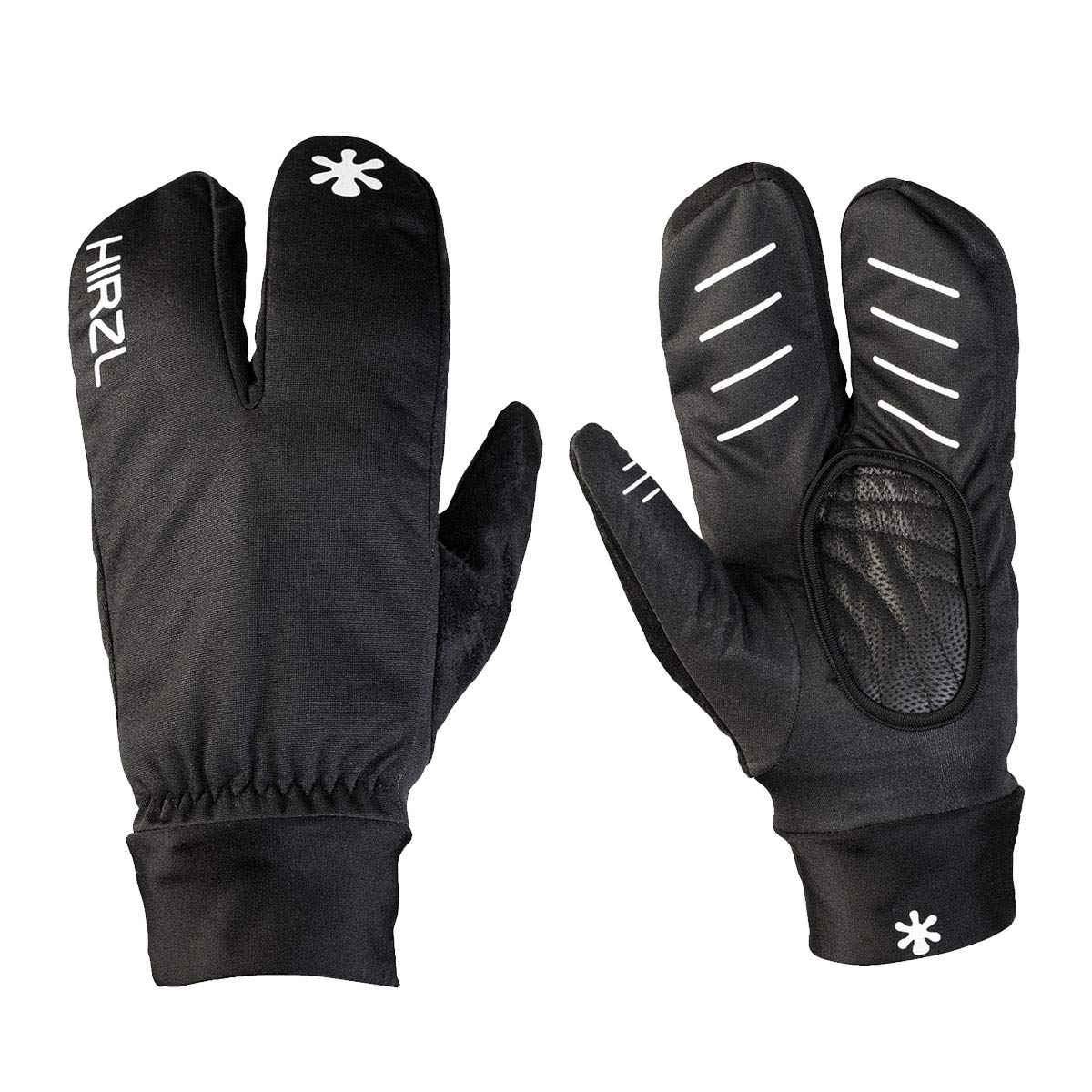 HIRZL Finger Jacket Gloves, Black, Full Finger, Glove Cover, Wind, Water Repellent, Silicone Grip, Pull-On Tabs, Lycra Cuff, Thumb Wipes, Durable, MTB, Road, Mountain, Cycling, Swiss Technology