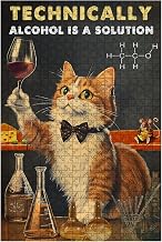 Cat Technically Alcohol is a Solution 1000 Pieces Jigsaw Wooden Puzzles for or Adult and Friend Ornamental Gift