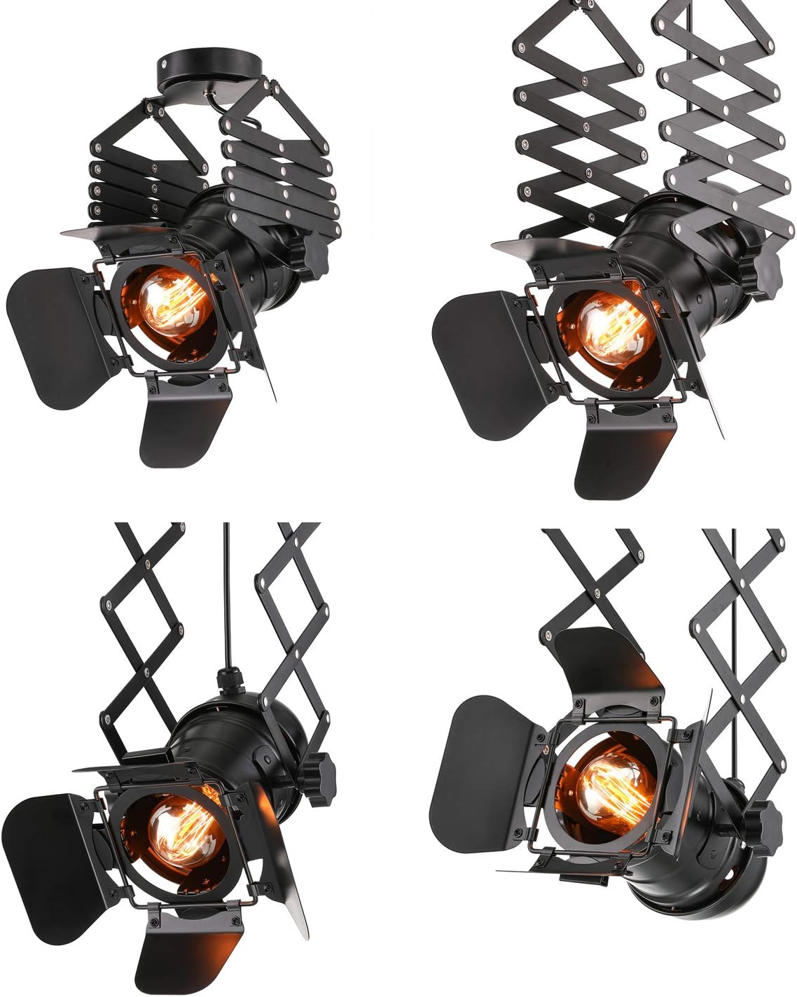 LITFAD Industrial Track Light Greek Scissor LED Close to Ceiling Spotlight Decorative Adjustable Ceiling Lamp Loft Spotlight Lamp in Black for Restaurant Clothing Store Club