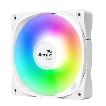 AeroCool Frame X 120mm Performance ARGB Fan for PC Case, PWM 500-1800 RPM, Hydraulic Bearing, Four Shock-Absorbing Pads, Liquid and Air Cooler, White