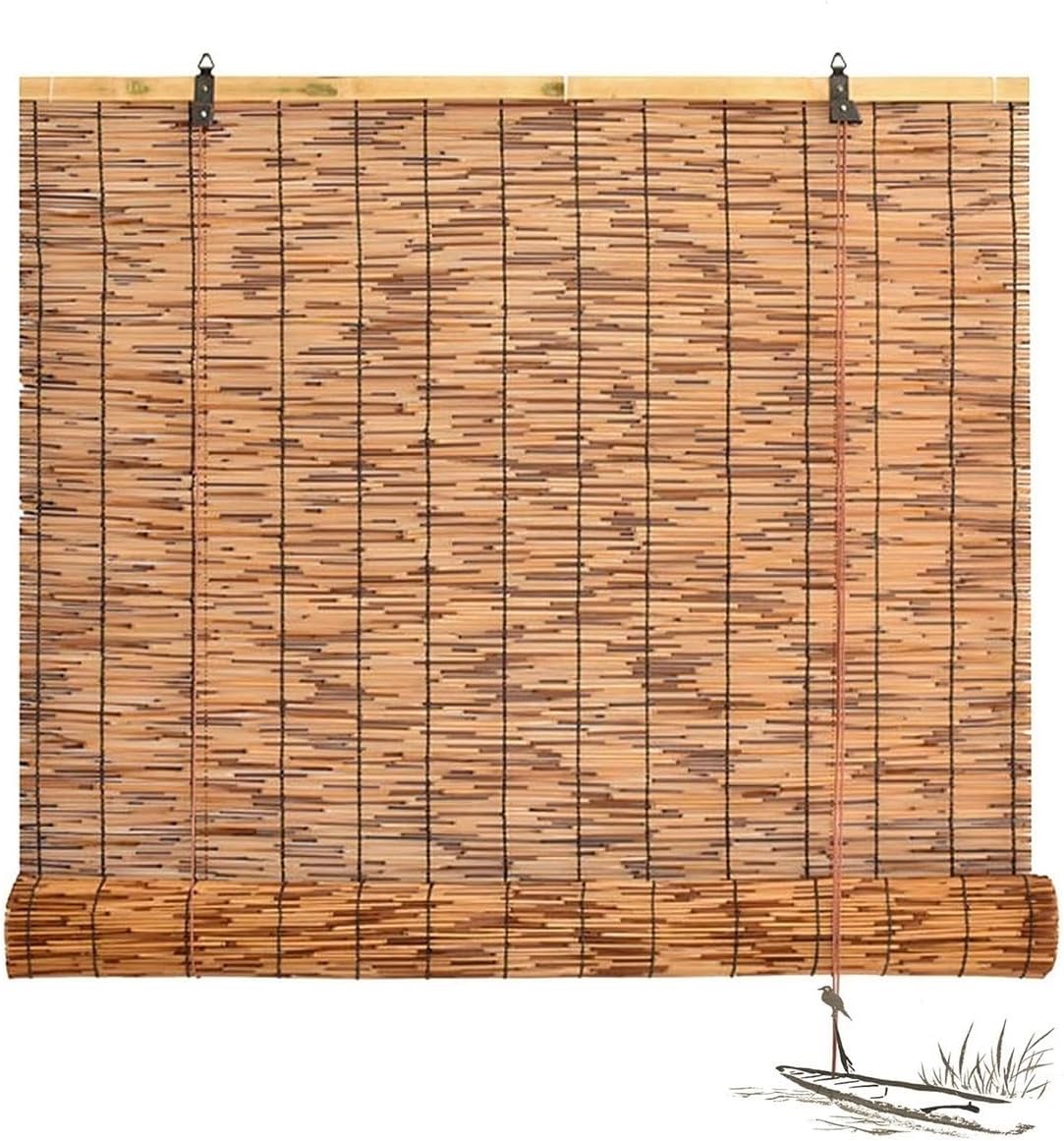 竹すだれ 天然葦 カーテン 断熱竹カーテン 通気性環境保護屋外、 遮光 窓すだれ 長さ70 80 90 100 112 135 15