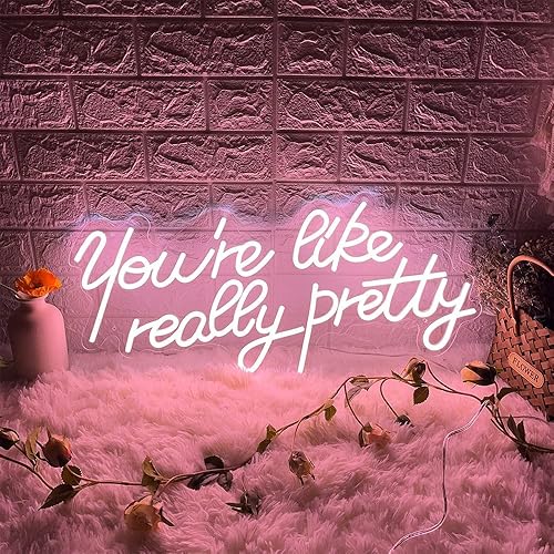 Miniatura 7 de Letreros de neón de acrílico transparente con texto en inglés You Are Like Really Pretty, letreros luminosos de acrílico para decoración de