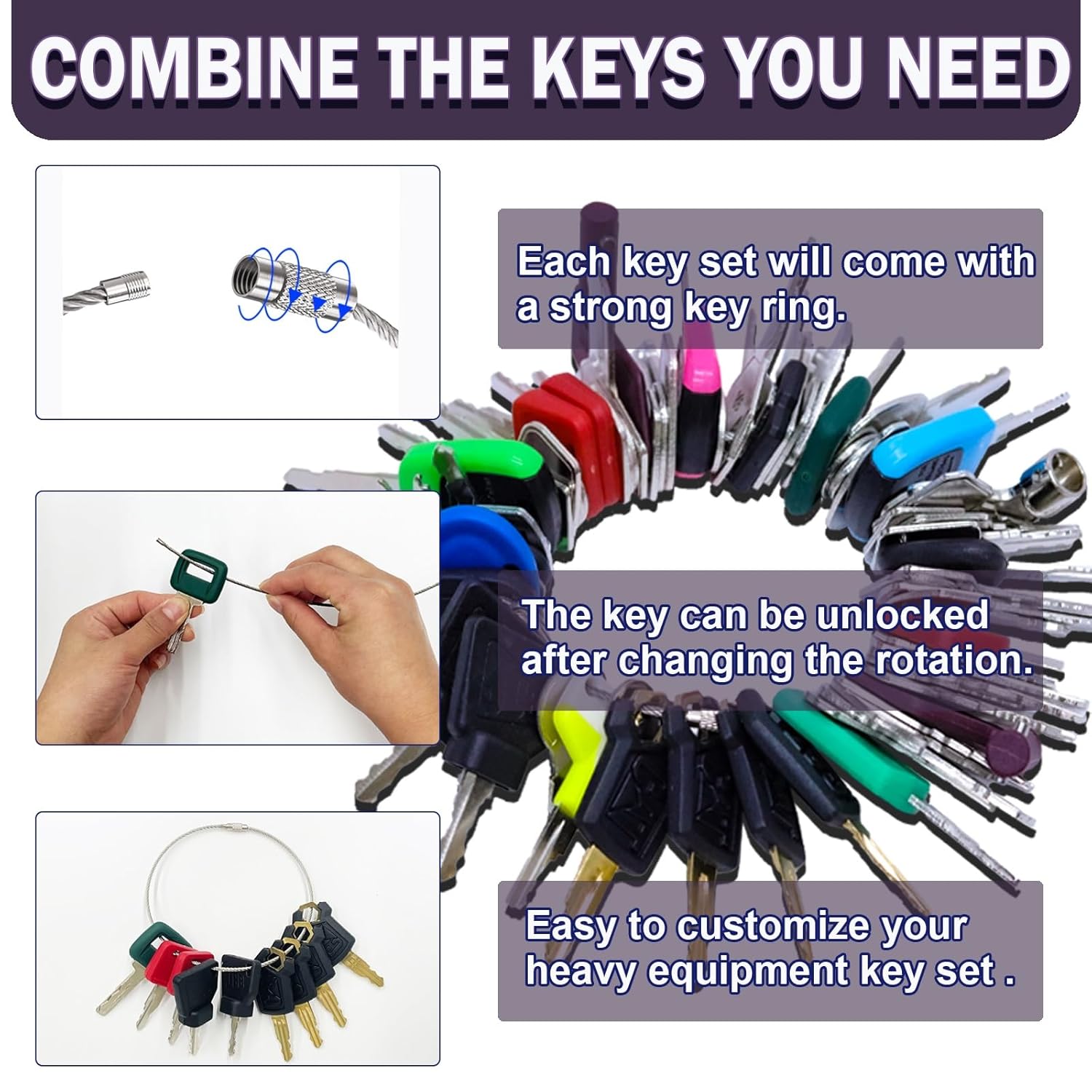 77 Equipment Master Keys, Heavy Construction Equipment Machiney Key Set fit Cat JCB Case John Deere Volvo JLG Terex Komatsu Kubota Yanmar Daewoo Forklifts Hyster Hitachi and More