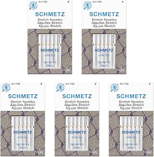 SCHMETZ Stretch Sewing Machine Needles - Precision Needles, Size 75/11, 5-Needle Cards, Pack of 5
