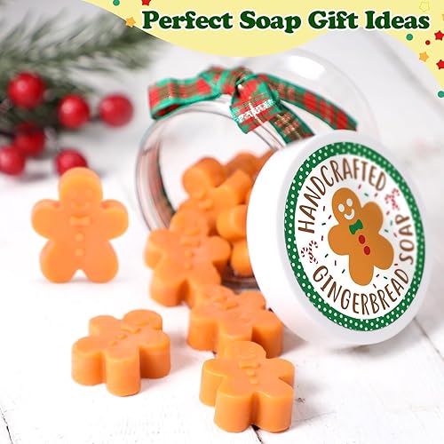 Miniatura 2 de Distaratie Jabones de Navidad de hombre de jengibre, mini jabón, regalos de Navidad, barra de jabón hecha a mano a granel, juego de regalo para