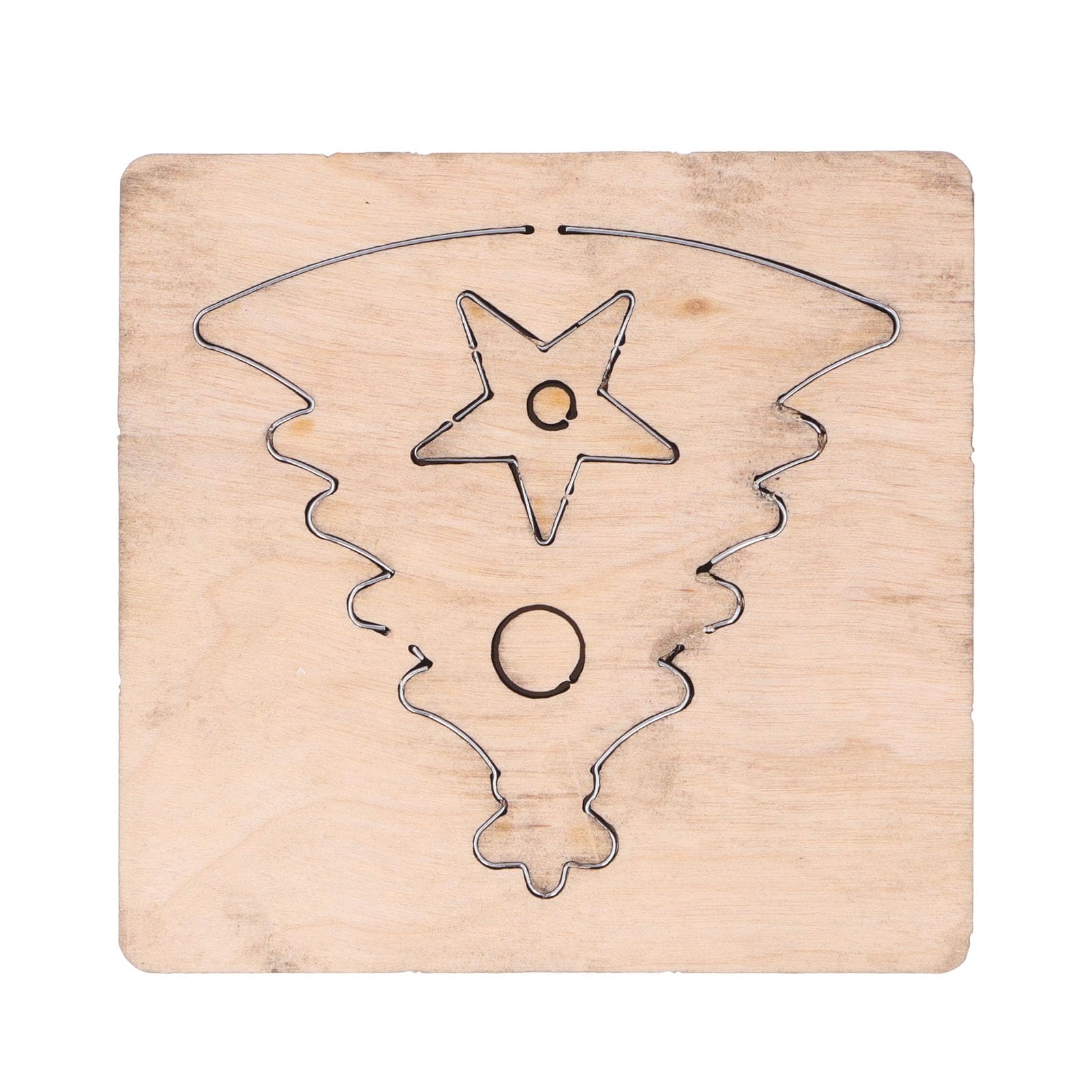 Wykrojnik w kształcie choinki - nóż ze stali stopowej do majsterkowania i tworzenia biżuterii - podstawa z drewna brzozowego - 11 x 10,5 x 2,3 cm - narzędzie do tkanin i