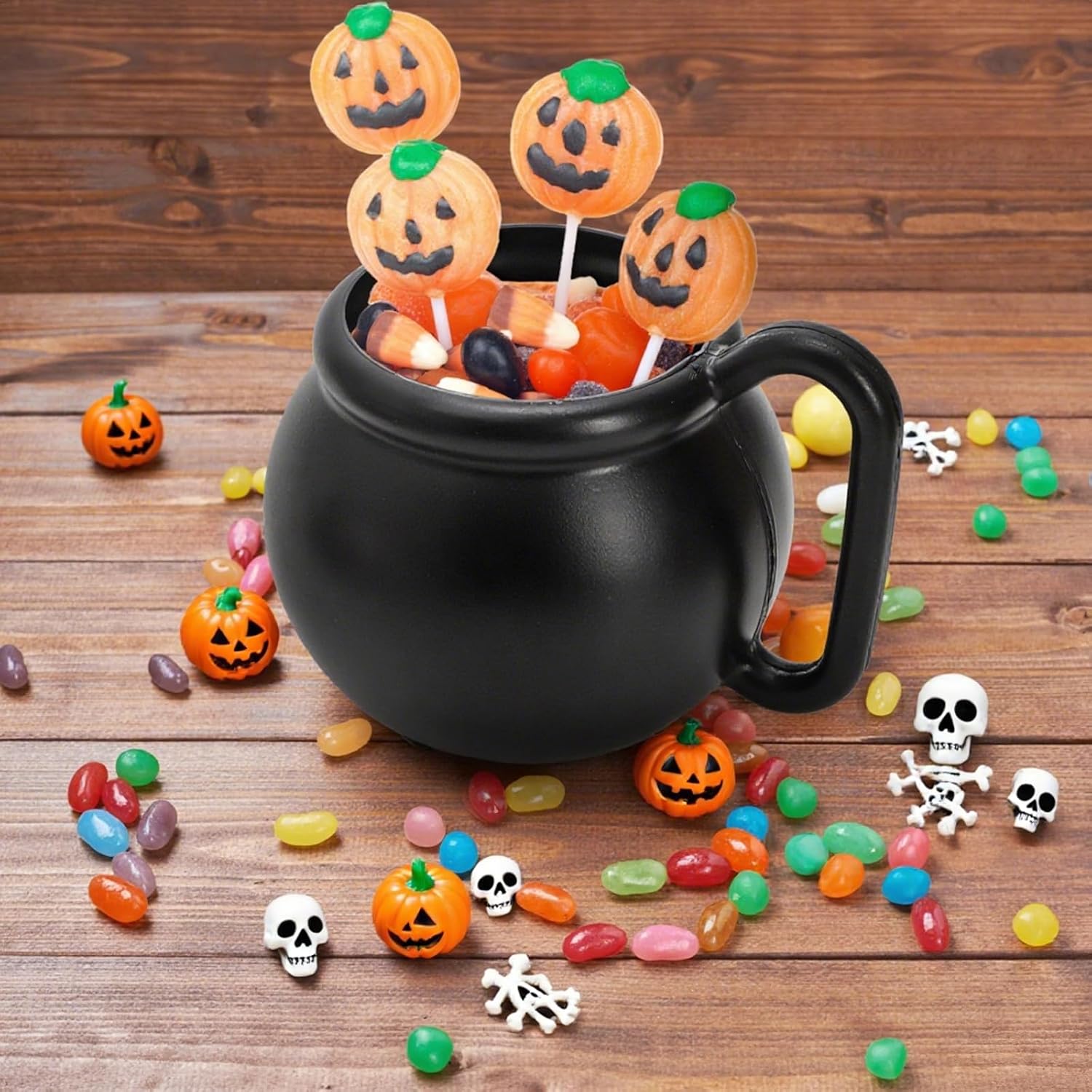 12 Pack Plastic Witch Cauldron Mug, 15 OZ Halloween Cauldron Pot Cup, Novelty Party Candy Holder, Gothic Witchcraft Tea Kettle for Party Favors, Tabletop Decor, Gift