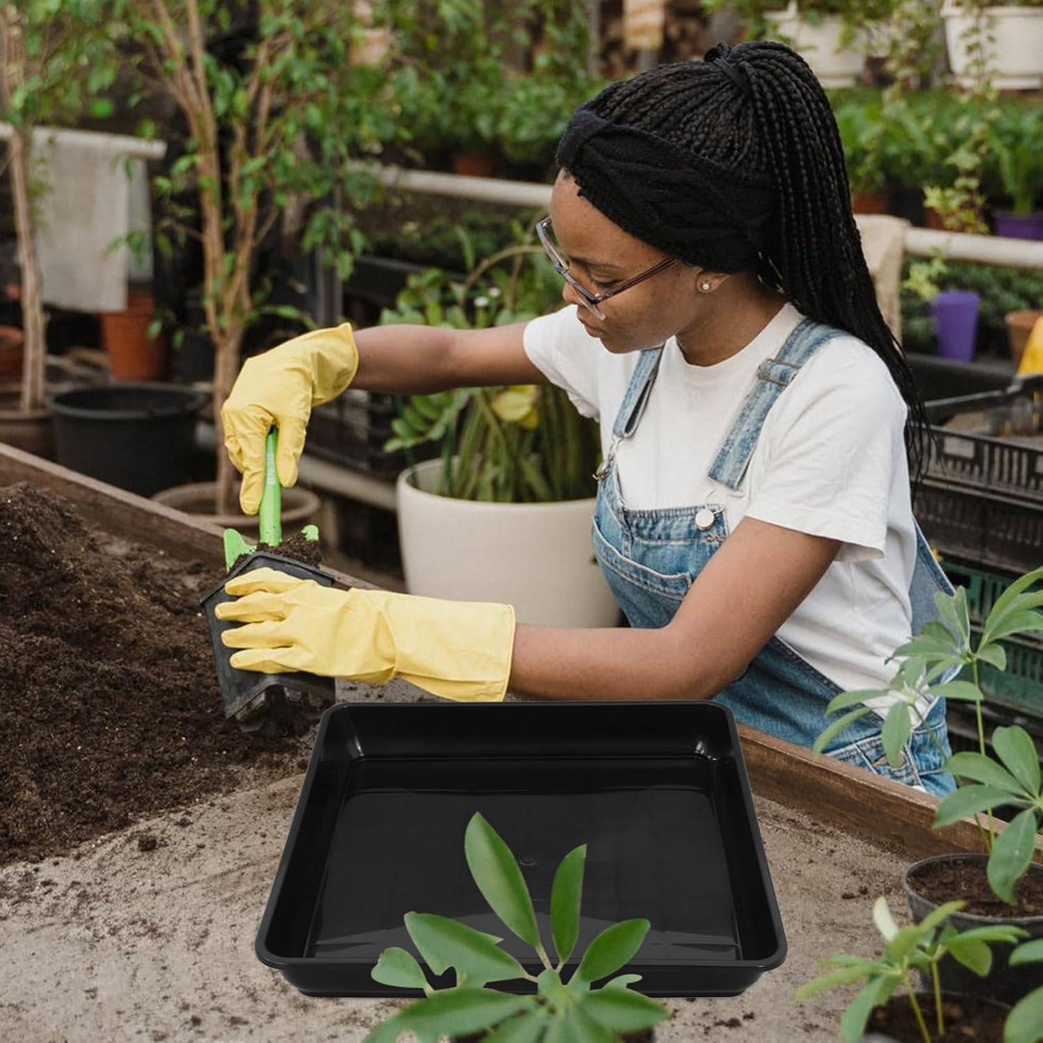 2Pcs Square Plant Saucers Durable Flower Pot Drip Trays Water Catcher for Use Prevents Leaks Keeps Floors with All Pot Colors