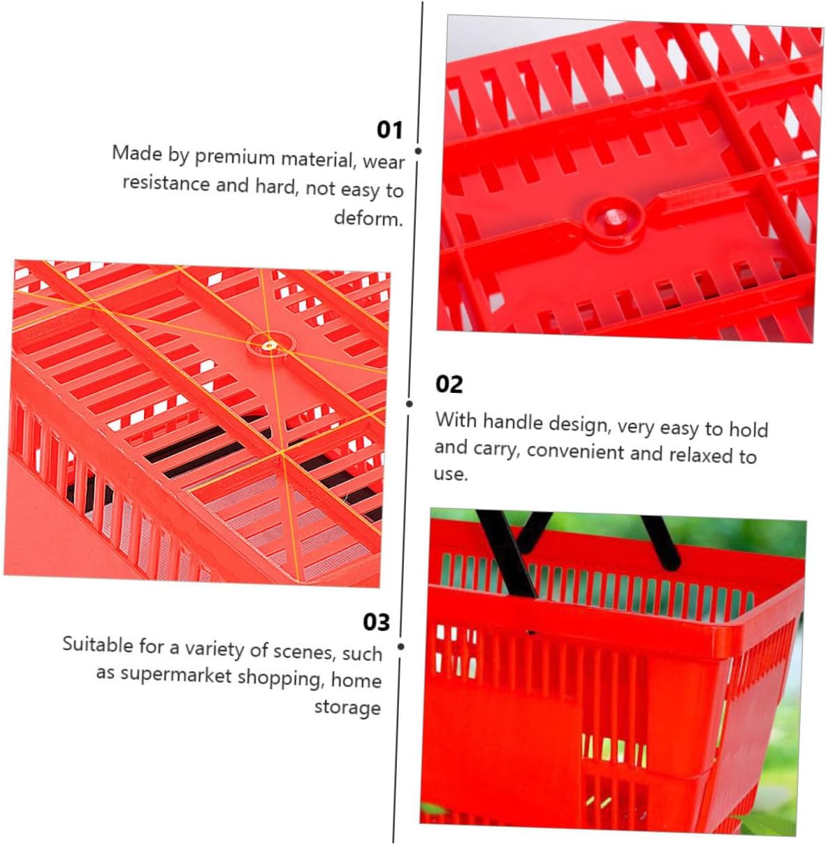 1Pc Portable Plastic Shopping Basket with Handle Household Storage Container for Grocery Shopping Easy to Carry