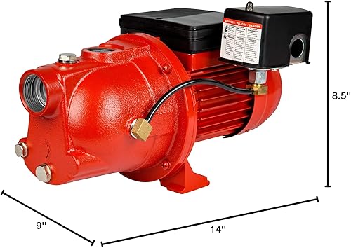Miniatura 11 de Red Lion RL-SWJ50 12 HP, 12.6 GPM Dual Voltage (115230 Voltios) Bomba de chorro de pozo poco profundo de hierro fundido, rojo, 97080502