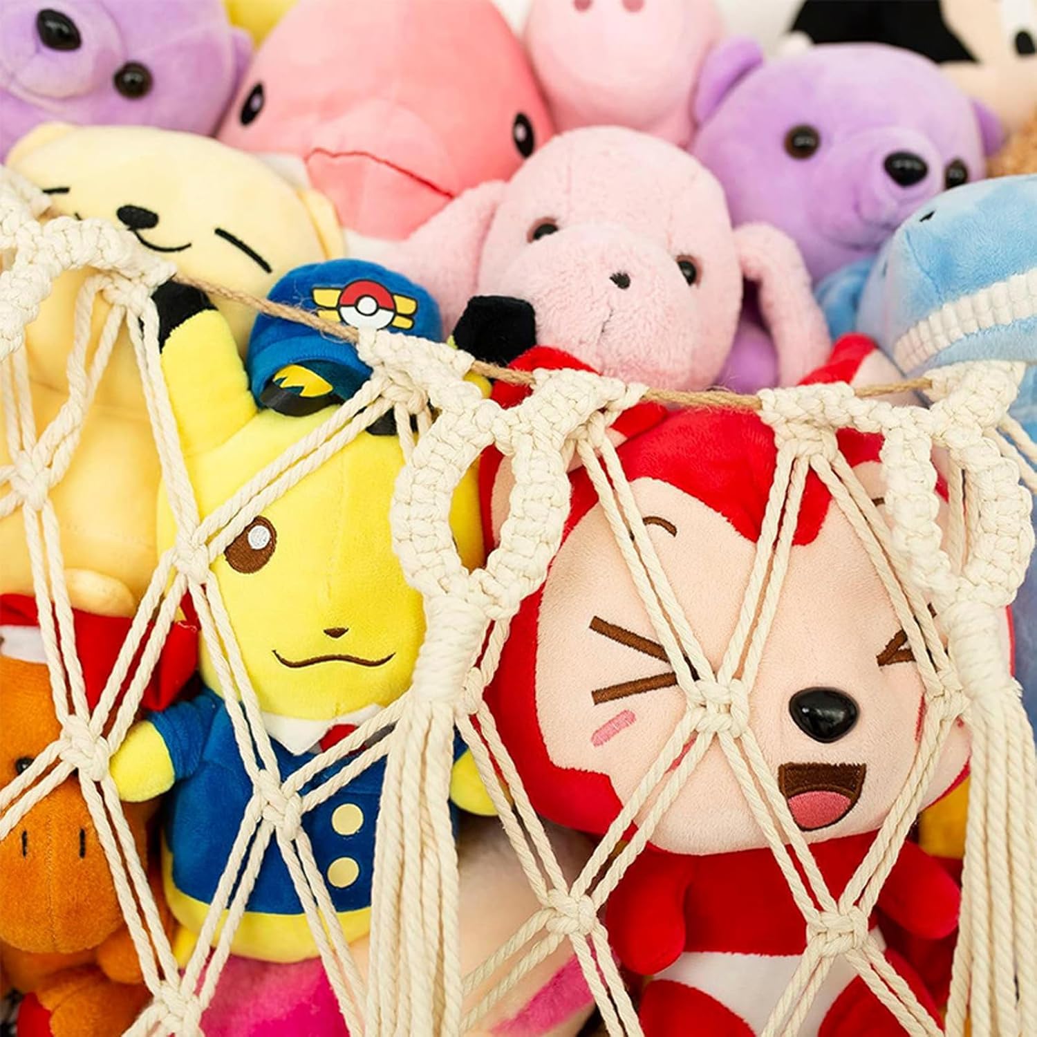 Hamac De Rangement Géant Pour Peluches – Filet Jouets Enfants 135x100x100 Cm, Coin Chambre, Organisateur Peluches & Jouets – Blanc