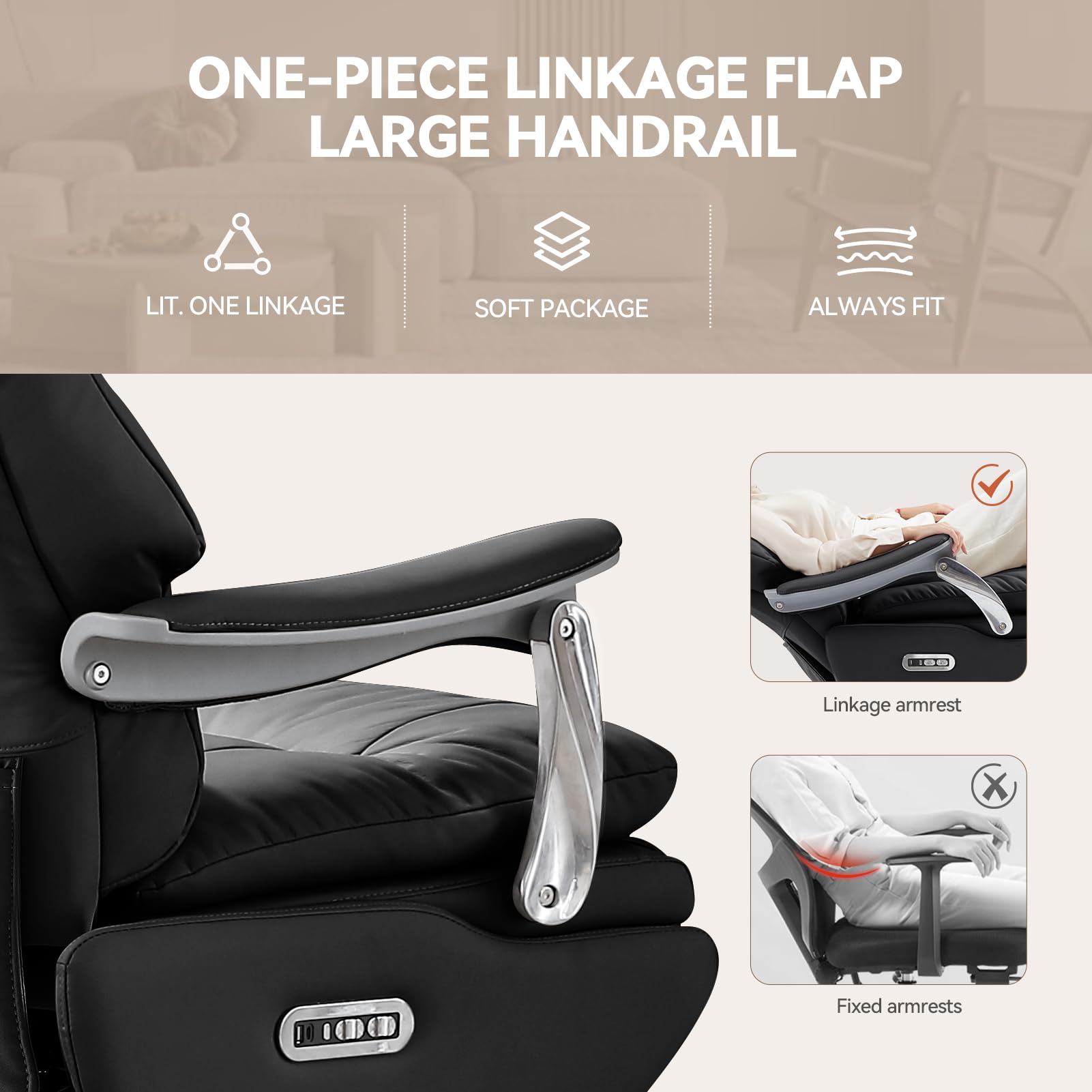 Dual Motor Electric Executive Office Chair with Foot Rest Comfy Reclining Office Chair with Massage Big and Tall — view 9