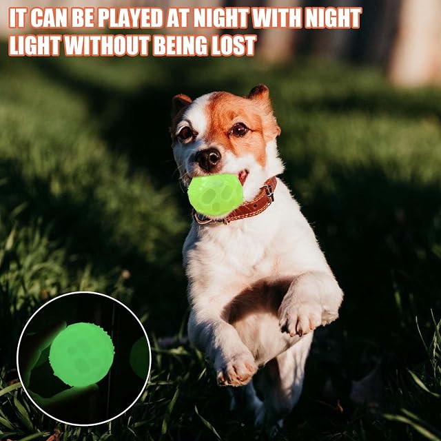 Foto 5 de 7 de 8 Bolas para Perros Que Brillan en la Oscuridad, Bolas para Perros de Goma Luminosas