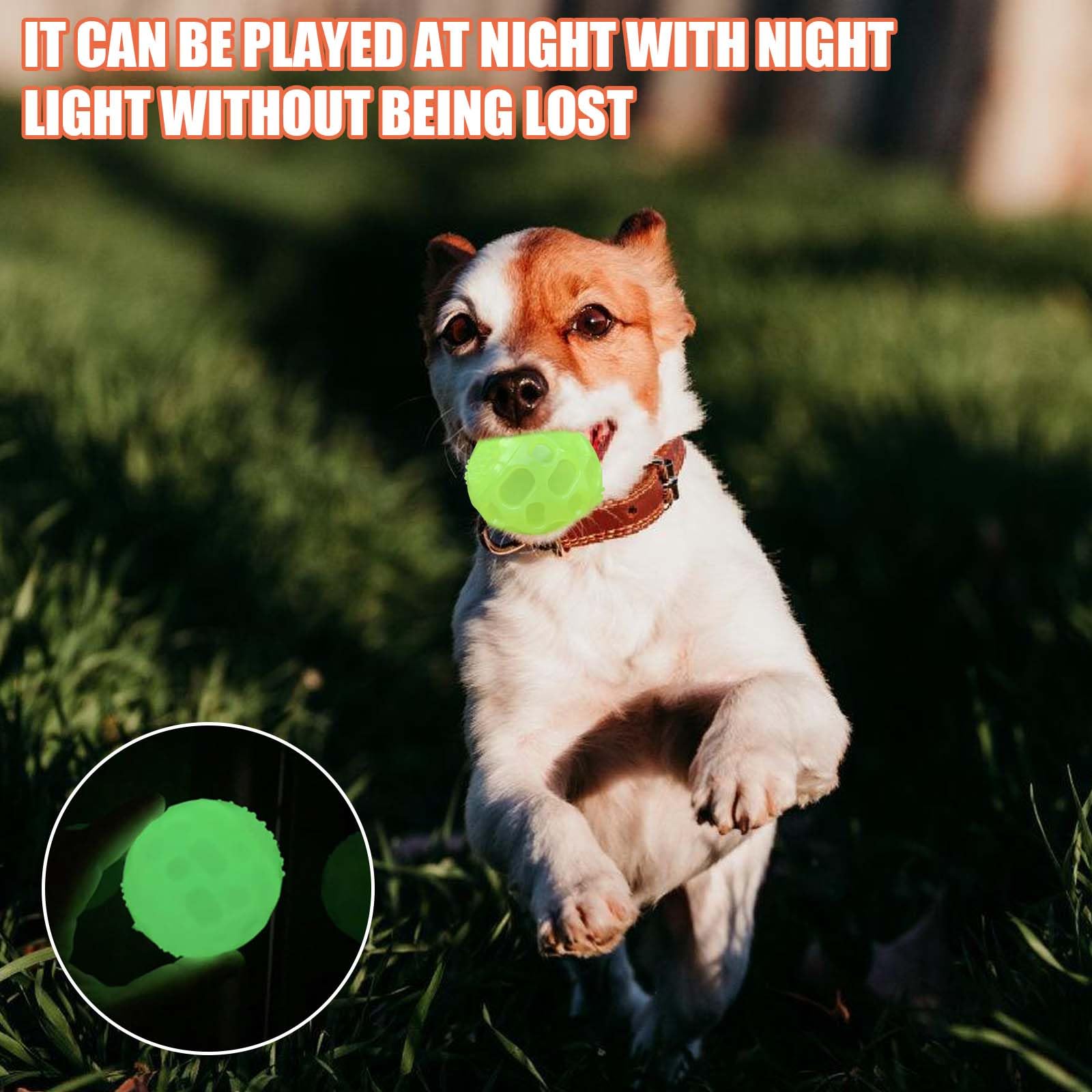 8 sztuk Glow In The Dark piłka dla psa, piszczące piłki dla psów, świecące gumowe piłki dla psów, rozciągliwa, gumowa piłka dla psa, interaktywna piłka do treningu zębów, dla małych, średnich psów