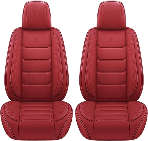 Miniatura 8 de Fundas de asiento que adaptan a casi todos los automóviles, camiones, sedanes y camionetas, de piel sintética impermeable y cobertura completa (rojo