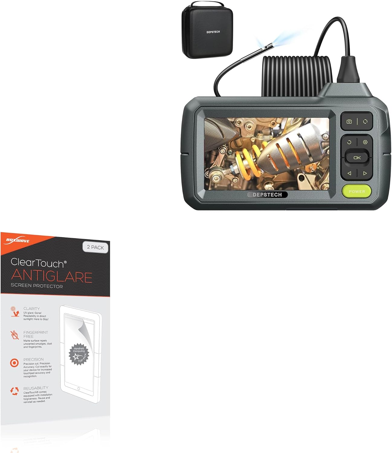 BoxWave Screen Protector Compatible with Depstech Dual Lens Borescope (4.3 in) - ClearTouch Anti-Glare (2-Pack), Anti-Fingerprint Matte Film Skin