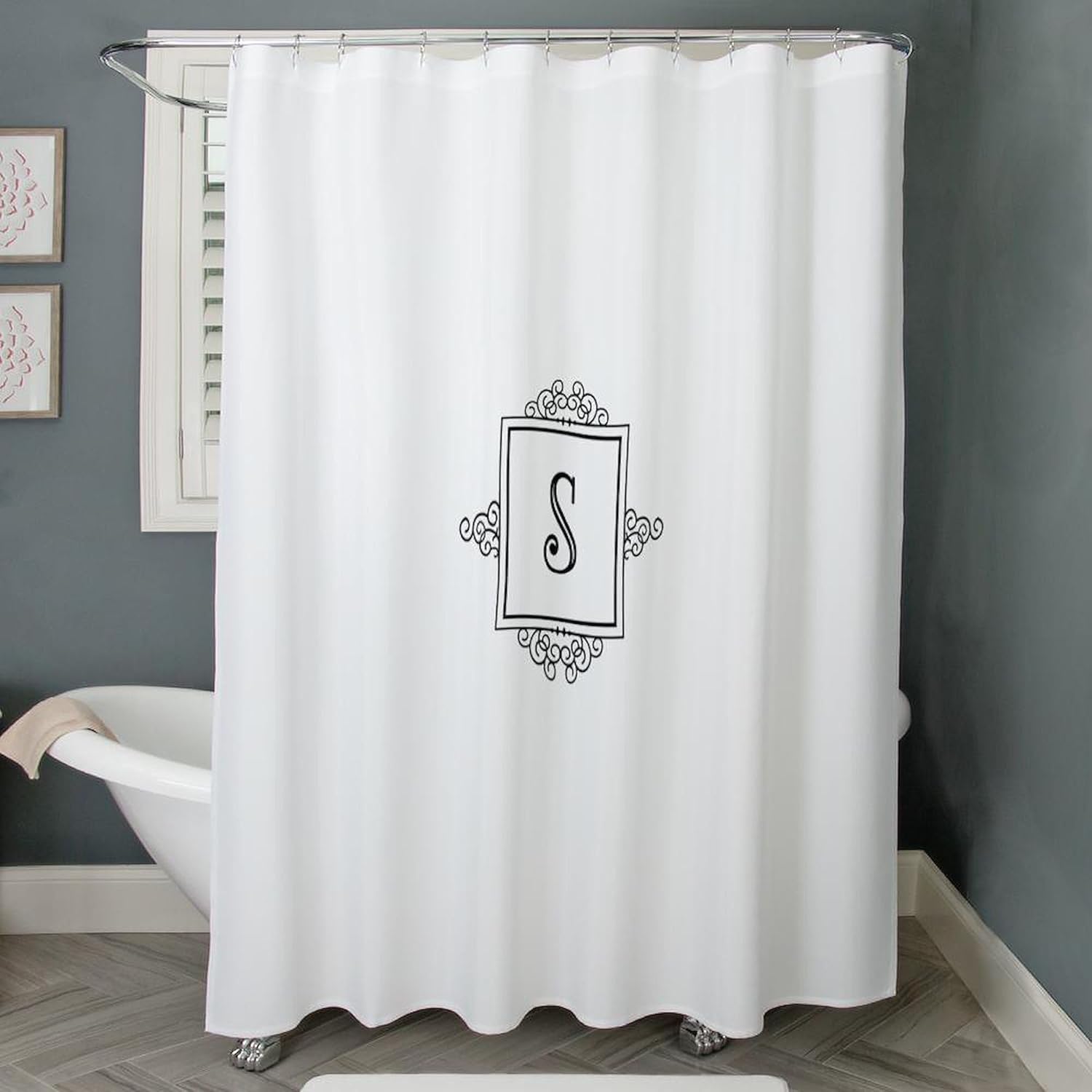CafePress Fancy Letter S Monogram Decorative Fabric Shower Curtain