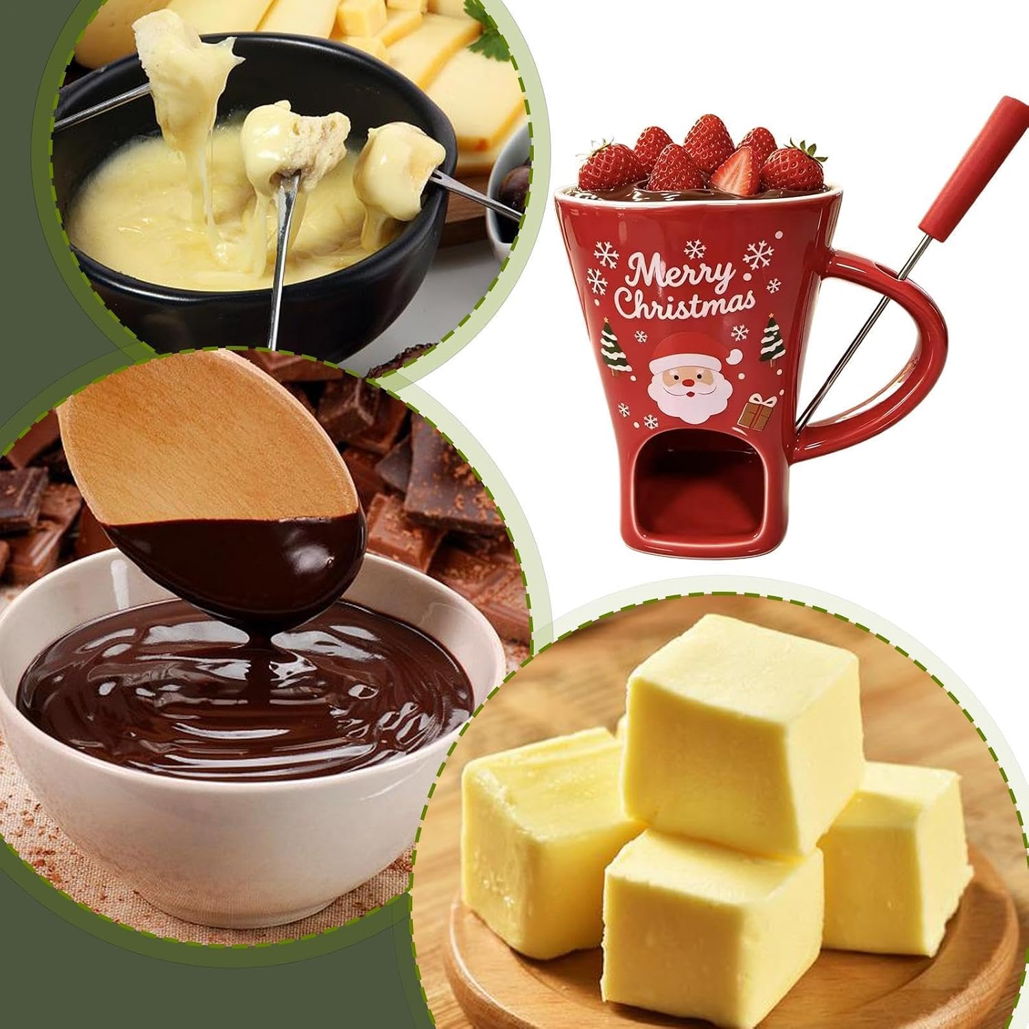 Ceramic Fondue Mug 155ml Ceramic Sweet Melted Pot with Fork