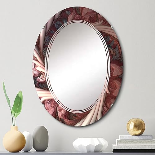 Miniatura 2 de DesignQ Pink Fractal Emanation II - Espejo de tocador, espejos de baño, espejos de pared para sala de estar, dormitorio, espejo ovalado, grande, 20