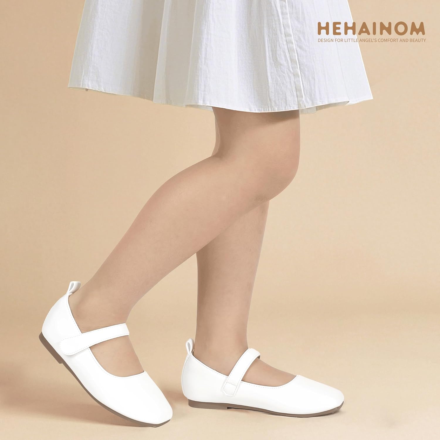 Hehainom Girls Dress Shoes Flower Girl Toddler Little Big Kids Square Toe Flats Mary Jane Wedding School Shoes - Image 2