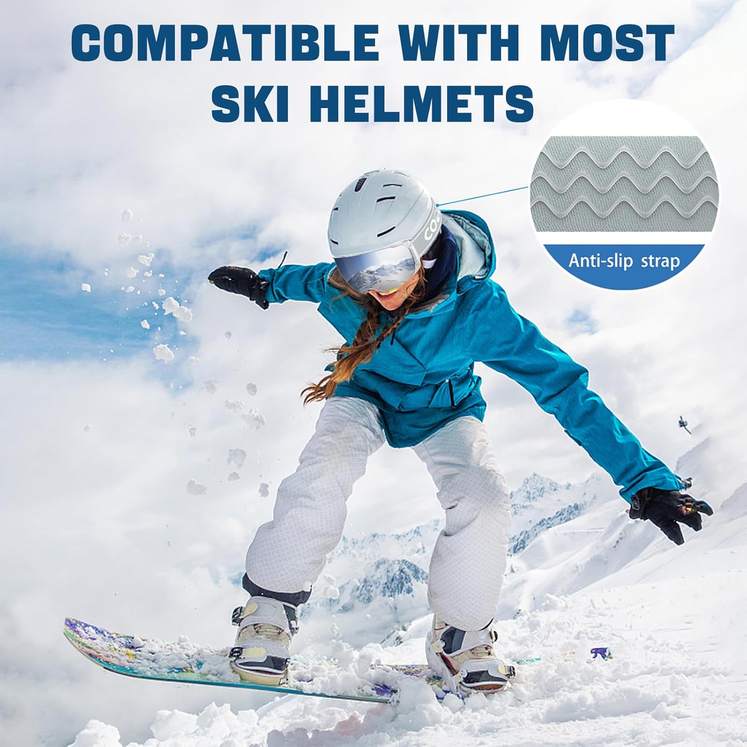 COOLOO Snow/Ski Goggles, Snowboard Goggles for Men Women Youth -OTG, Magnetic Lens Frameless Anti Fog 100% UV Protection - Image 3