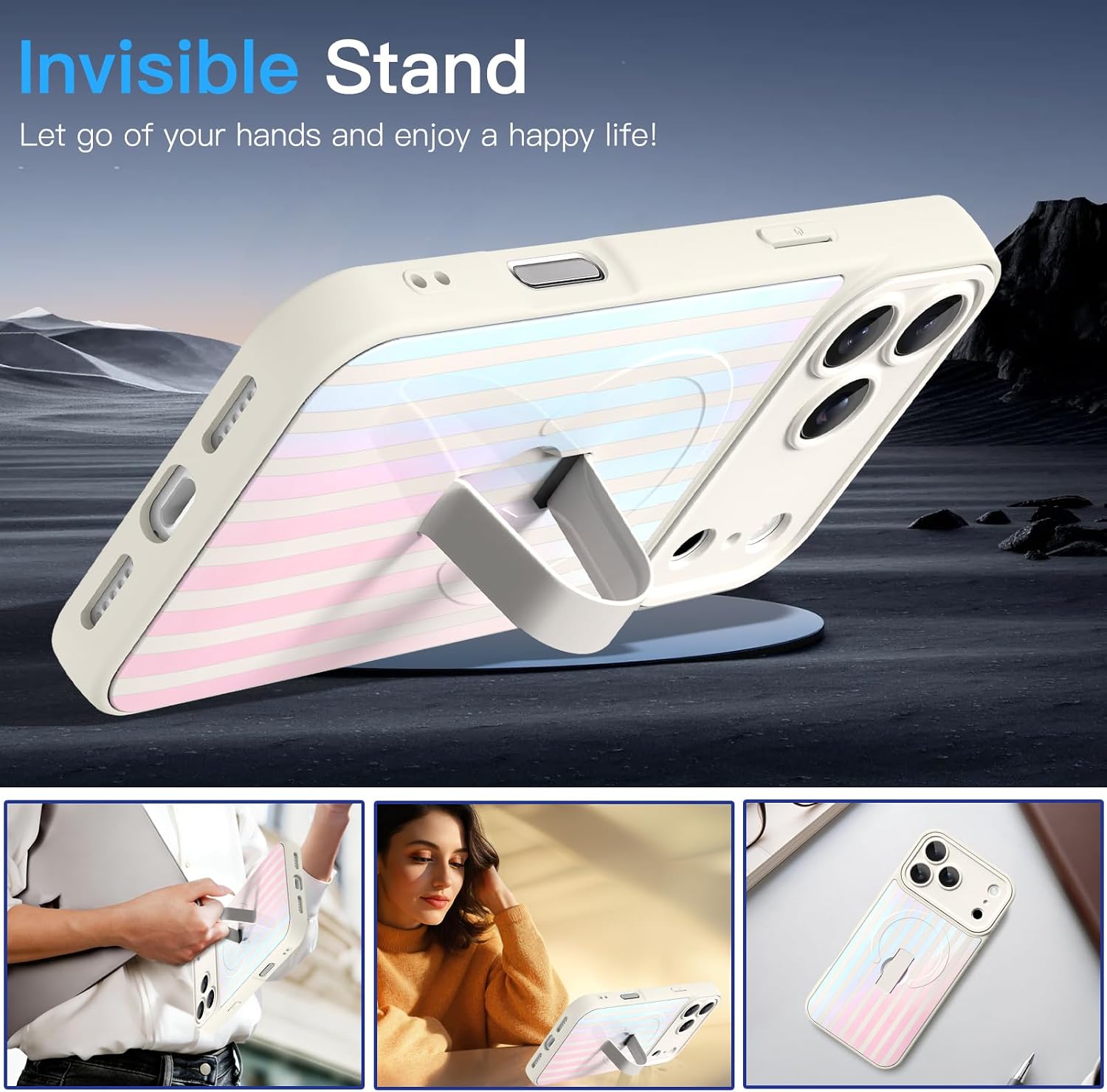 Magnetic for iPhone 17 Pro Max Case with Finger Hand Strap Kickstand image 2