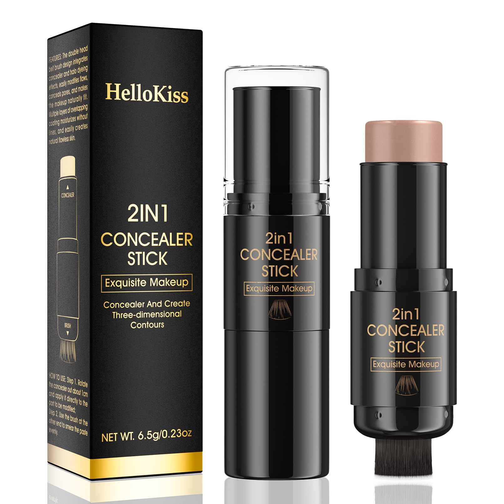 2 In 1 Face Cream Contour Stick Makeup with Built-In Brush, Makeup Concealer Stick for Women, Long Lasting, Waterproof, Matte (#04)