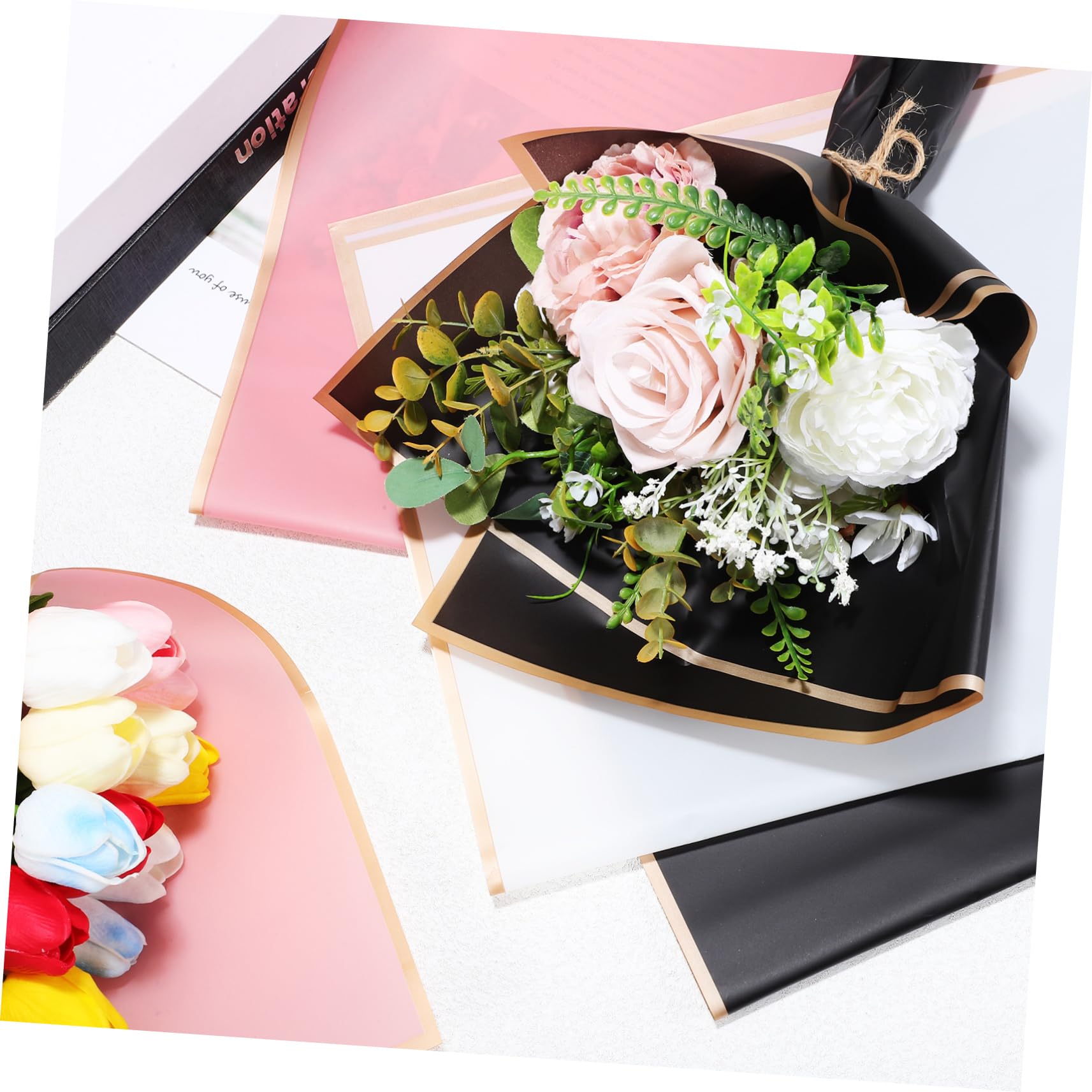 OSALADI Flower Bouquet Packaging Paper Waterproof 60 Sheets Floral Wrapping Paper Perfect for Wedding Birthday
